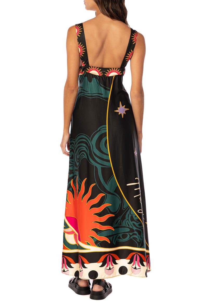 Flamingo Night Lowry Cover-Up Maxi Dress, Alternate, color, BLACK