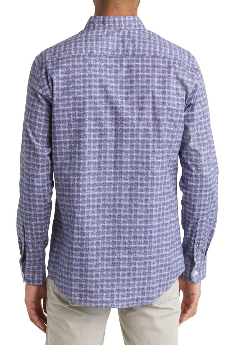 Harold Check Hi Flex Stretch Cotton Button-Up Shirt, Alternate, color, BLUE