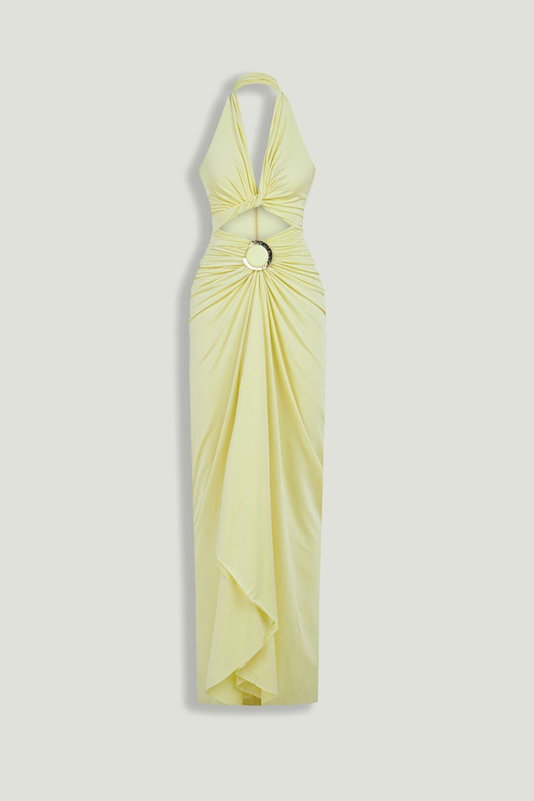 Cut-Out Halter Maxi Dress, Alternate, color, Yellow