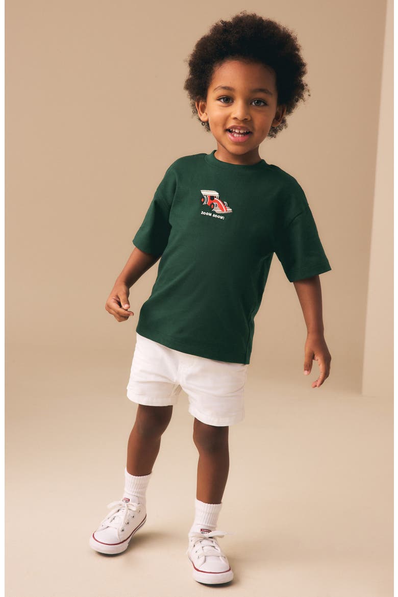 Kids' Race Car Embroidered Cotton T-Shirt, Alternate, color, GREEN