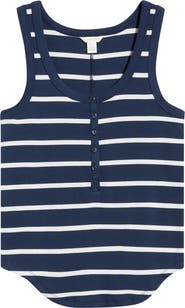 Caslon® Cotton Blend Rib Henley Tank