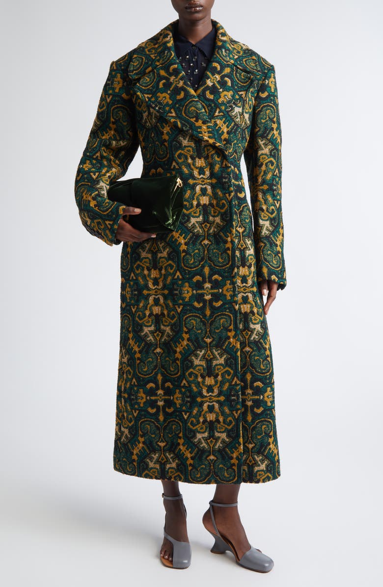 Dries Van Noten Rafaella Geo Print Belted Coat, Main, color, Bottle