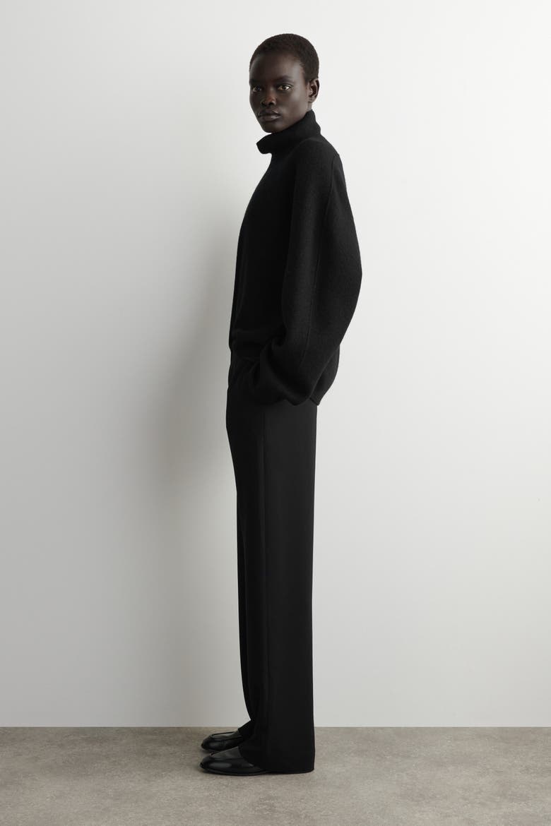 Tailored Regular-Fit Straight-Leg Pants, Alternate, color, BLACK