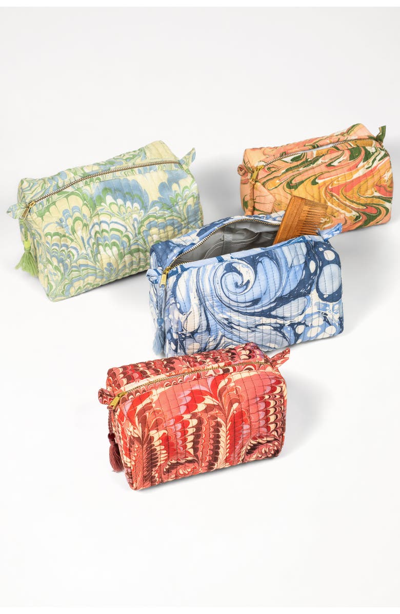 Inner Child Florentine Hand-Marbled Cosmetic Bag - Set of 2, Alternate, color, Pink