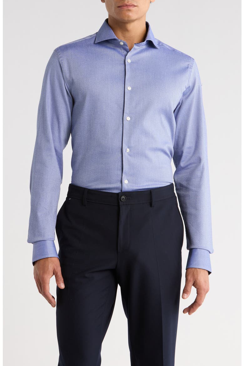 Slim Fit Four Season Performance Dress Shirt, Main, color, NAVY
