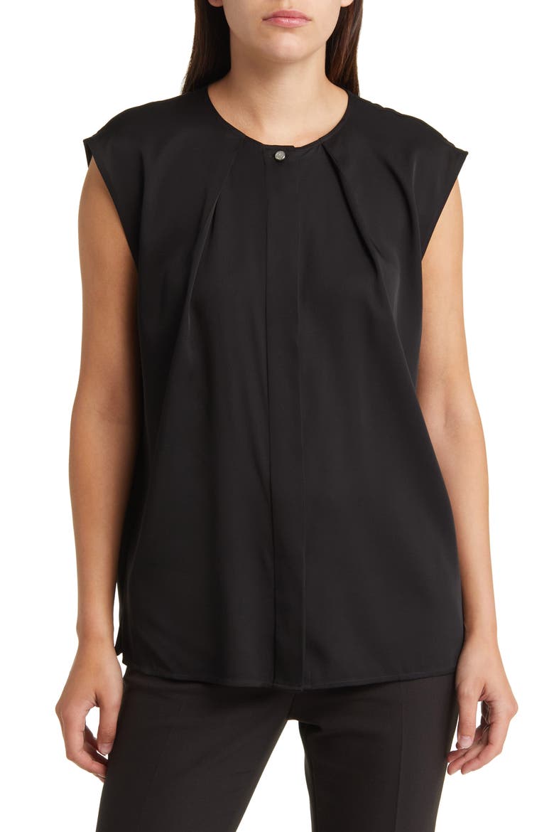 Bielli Silk Cap Sleeve Top, Alternate, color, BLACK