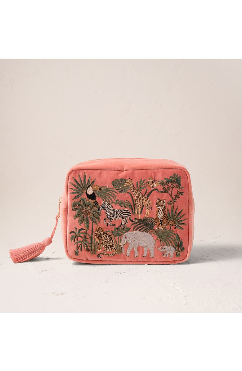 Elizabeth Scarlett World Wildlife Velvet Wash Bag, Main, color, 