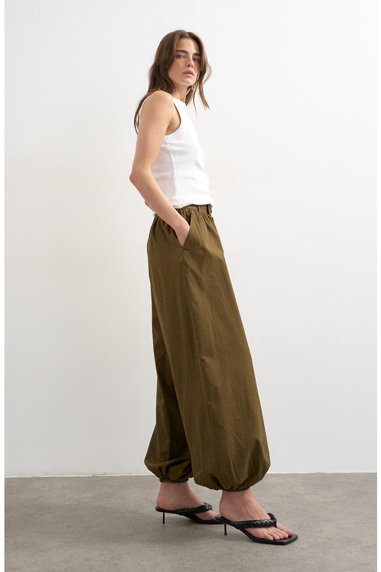 Cotton Balloon Pants, Alternate, color, BROWN