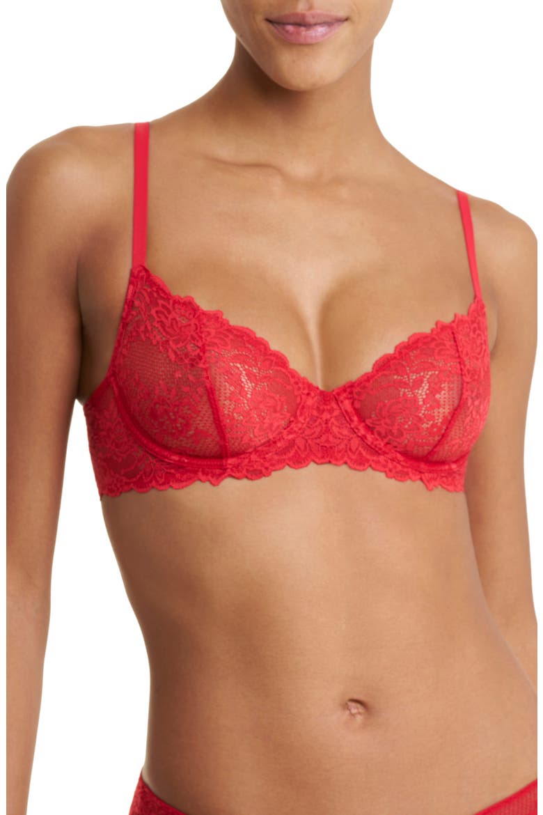 Heavenly Lace Convertible Balconette Bra, Main, color, HOLIDAY RED