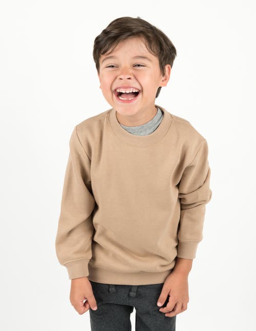 Leveret Kids Pullover Sweatshirt, Long Sleeve, Solid Colors In Neutral