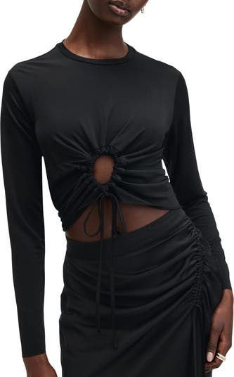 トップス aalliia AllSaints Xylia Tie Front Crop Top | Nordstromrack