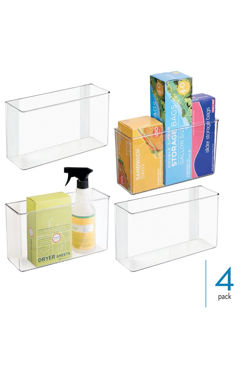 iDesign Adhesive Organizer Bin for Kitchen - Set of 4 - Clear, Alternate, color, Clear