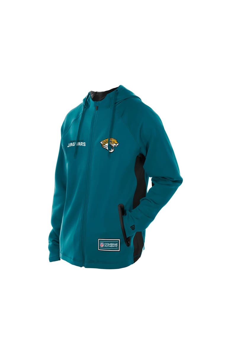 New Era Men's New Era Teal Jacksonville Jaguars Combine Authentic Raglan Scuba Full-Zip Hoodie, Alternate, color, Teal