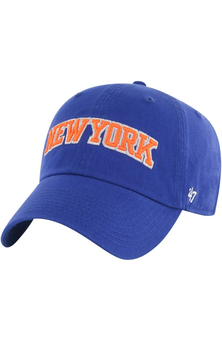 '47 Men's '47 Blue New York Knicks Core Wordmark Clean Up Adjustable Hat, Main, color,