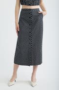 FRAME The Dot Front Button Midi Skirt