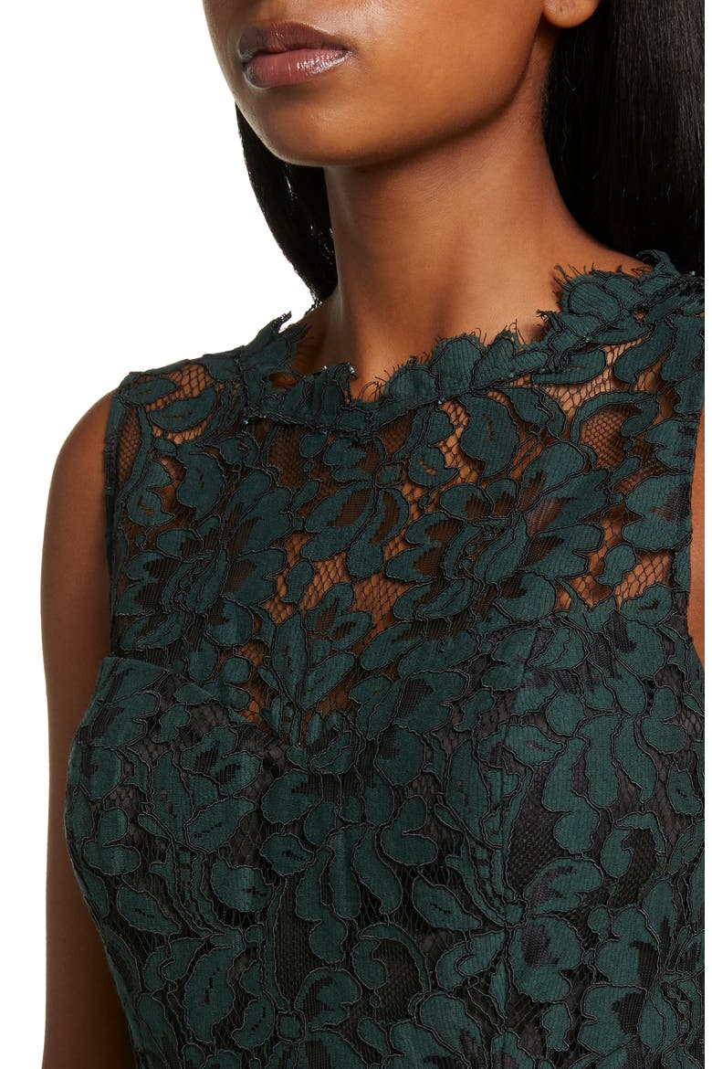 Sleeveless Lace Sheath Dress, Alternate, color, HUNTER