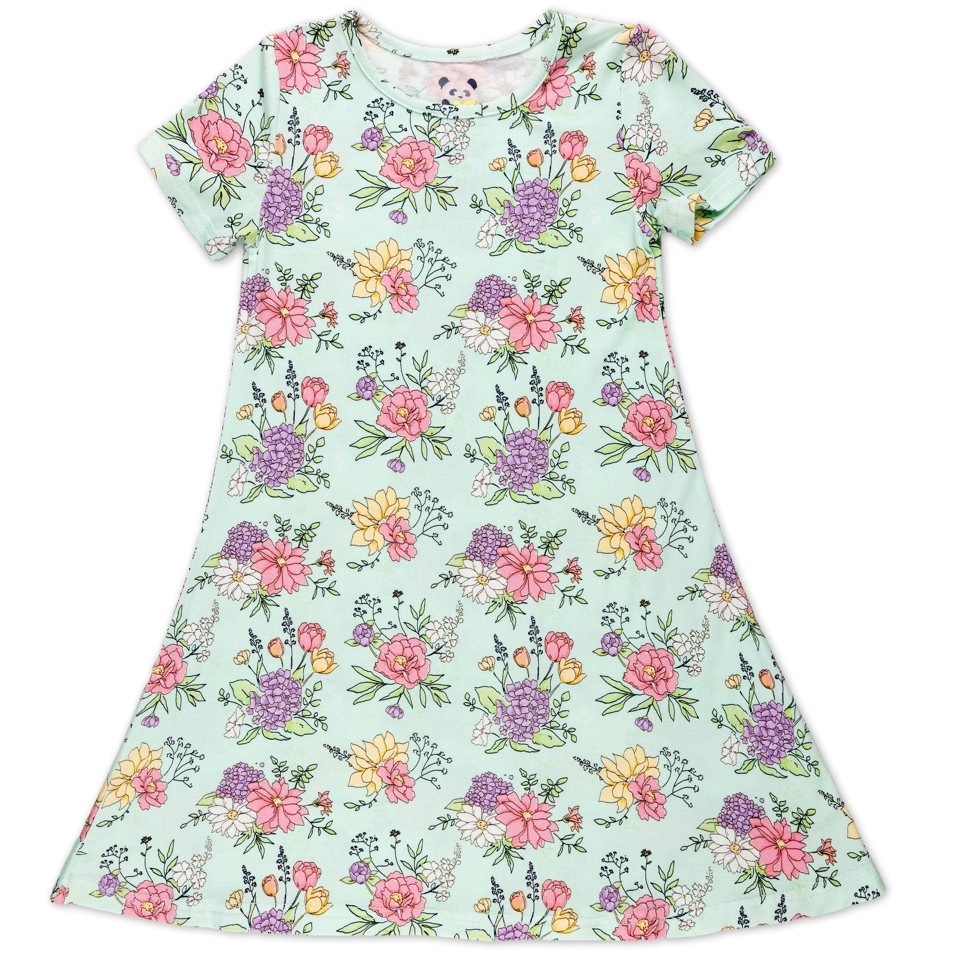 Bellabu Bear Kids' Petals & Posies Short Sleeve Dress (Toddler, Little ...