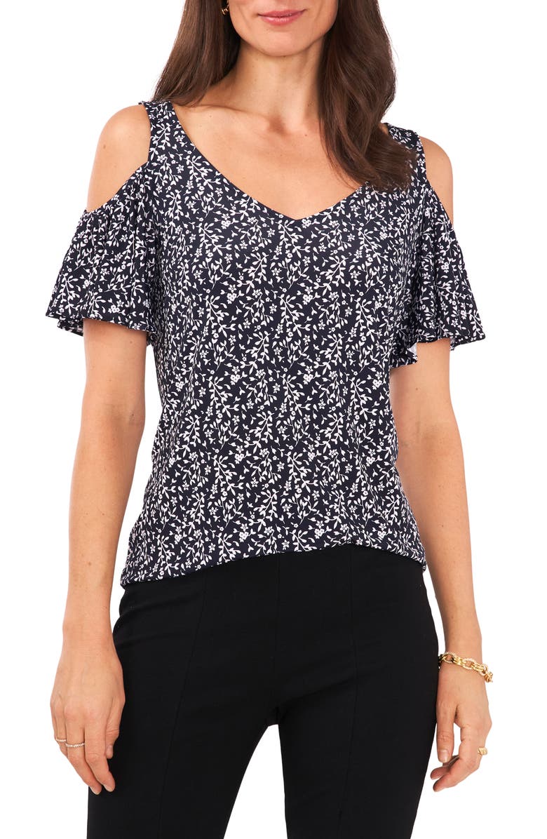 Chaus Print Cold Shoulder Top, Main, color, 