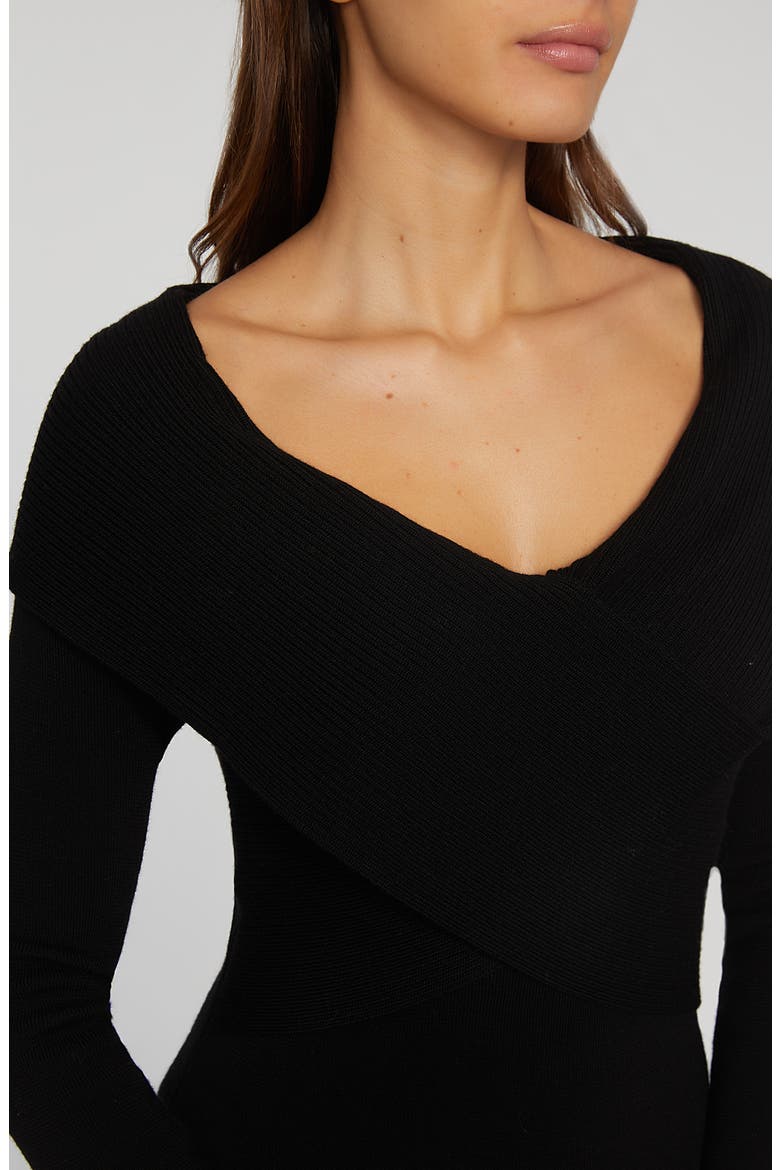 The Rowan Long Sleeve Merino Wool Midi Sweater Dress, Alternate, color, NOIR BLACK