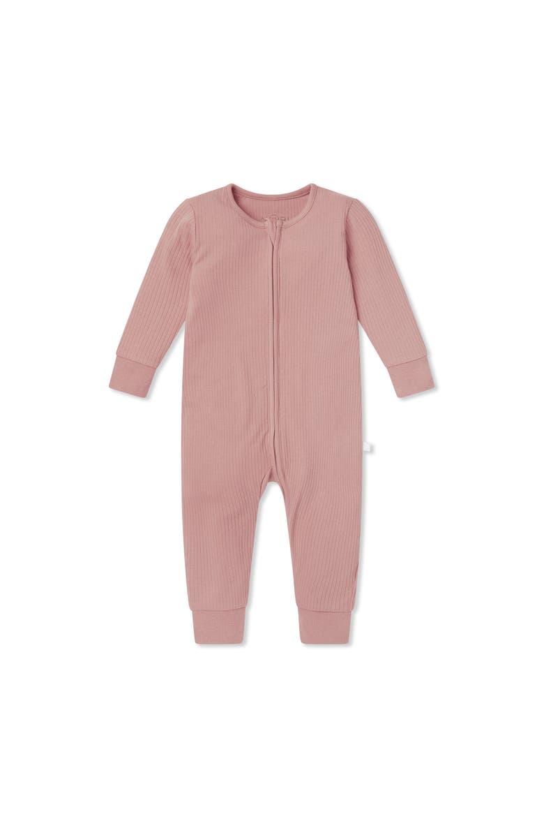 MORI Ribbed Two Way Zip-Up Sleepsuit, Main, color, Rose