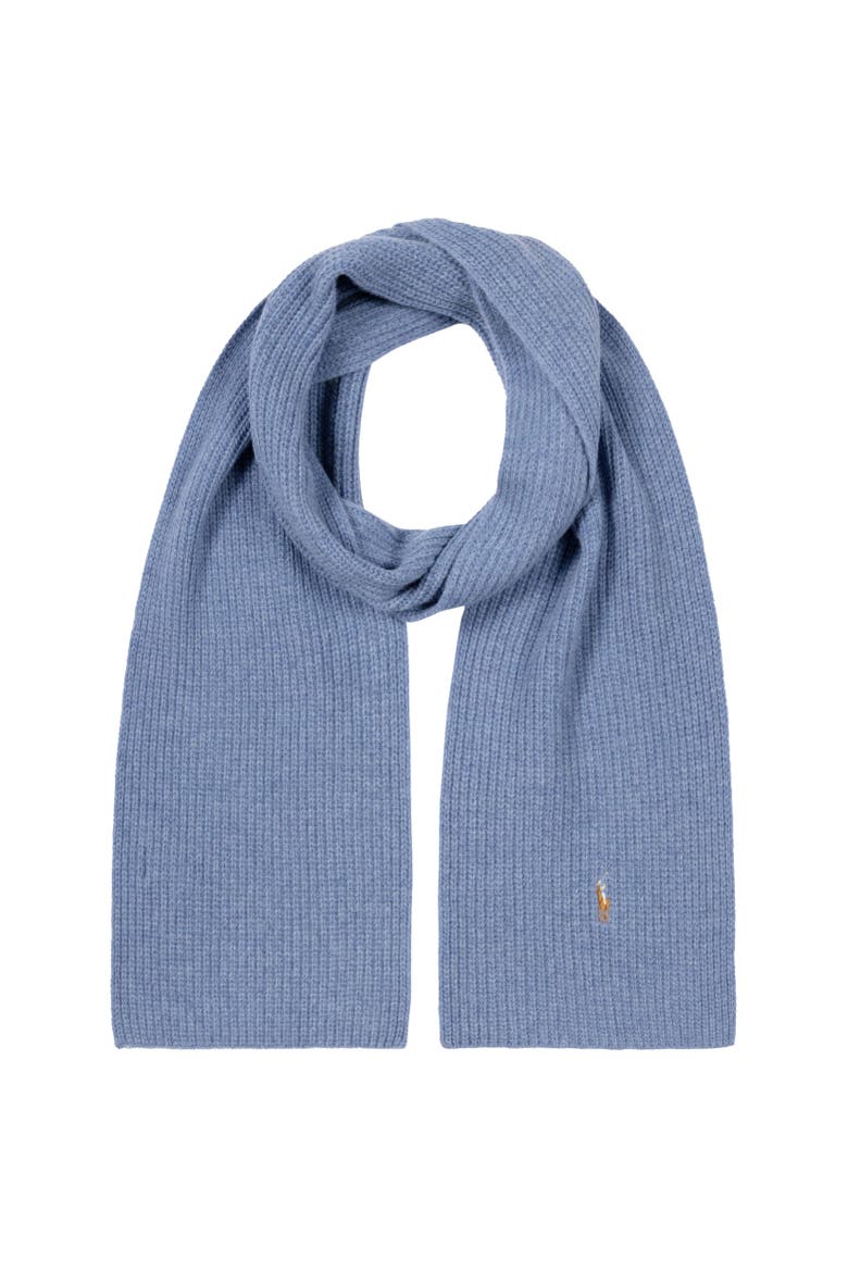 Signature Knit Scarf, Main, color, Bastille Blue Hthr