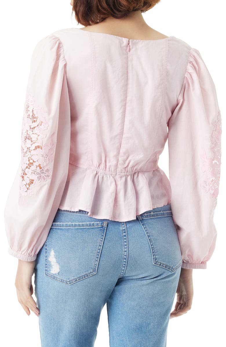 Sam Edelman Lainey Lace Accent Cotton Peplum Top, Alternate, color, Sweet Lilac