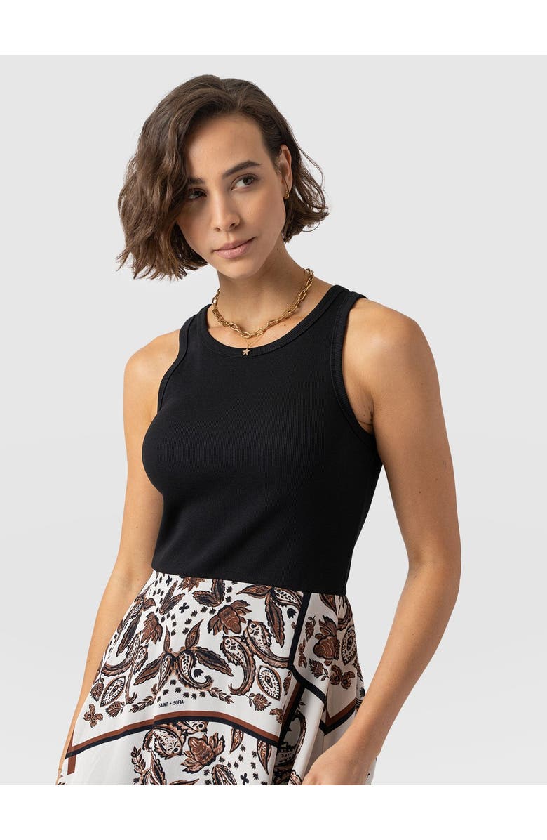 Saint + Sofia Lila Hanky Hem Dress, Alternate, color, Cream Paisley