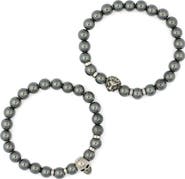 EYE CANDY LOS ANGELES 2-Pack Lion Skull Beaded Stretch Bracelets