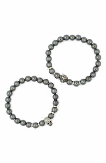2-Pack Lion Skull Beaded Stretch Bracelets