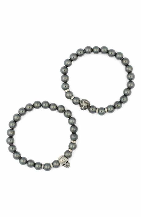 EYE CANDY LOS ANGELES 2-Pack Lion Skull Beaded Stretch Bracelets