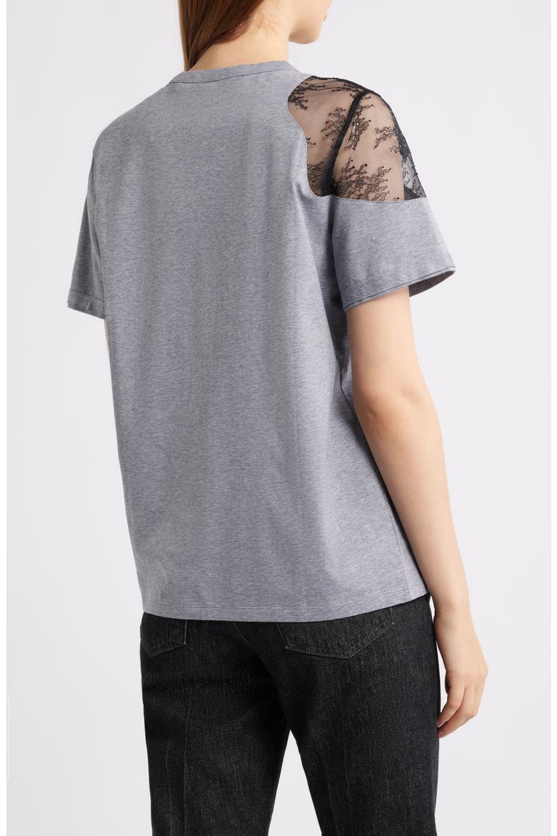 Eptima Lace Inset Cotton T-Shirt, Alternate, color, PEBBLE MELANGE