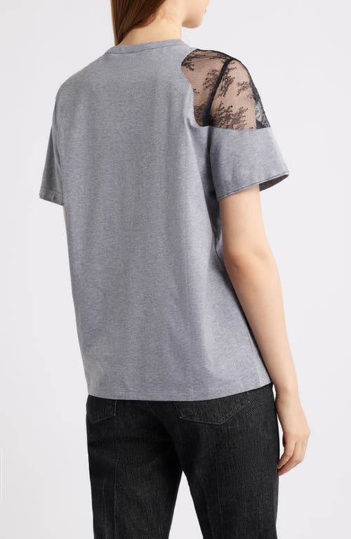 Hugo Boss Boss Eptima Lace Inset Cotton T-shirt In Gray