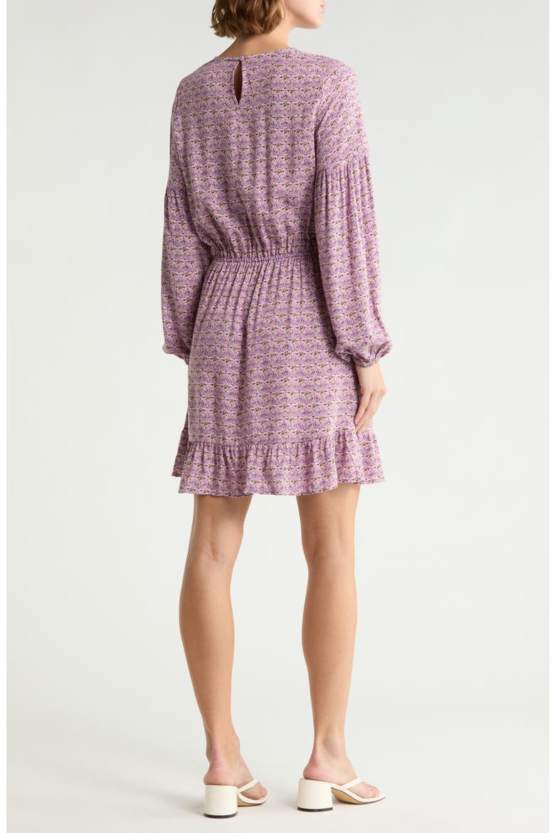 Long Sleeve Print Minidress, Alternate, color, PURPLE- OLIVE BUDDING BLOOM
