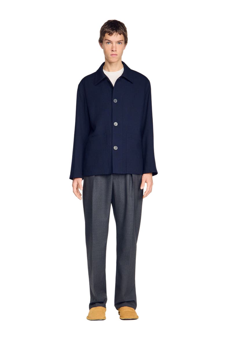 Buttoned wool worker jacket, Main, color, Midnight blue