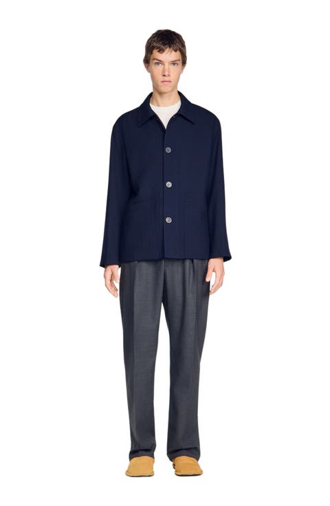 Buttoned wool worker jacket