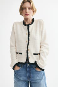 H&M Bouclé-knit Jacket With Fringe