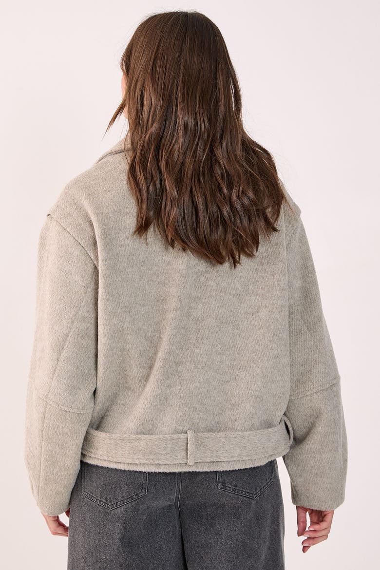 Oversized Brushed Belted Biker Jacket, Alternate, color, Mink
