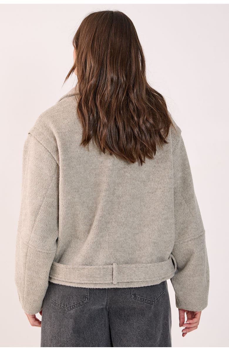 NASTY GAL Oversized Brushed Belted Biker Jacket, Alternate, color, Mink