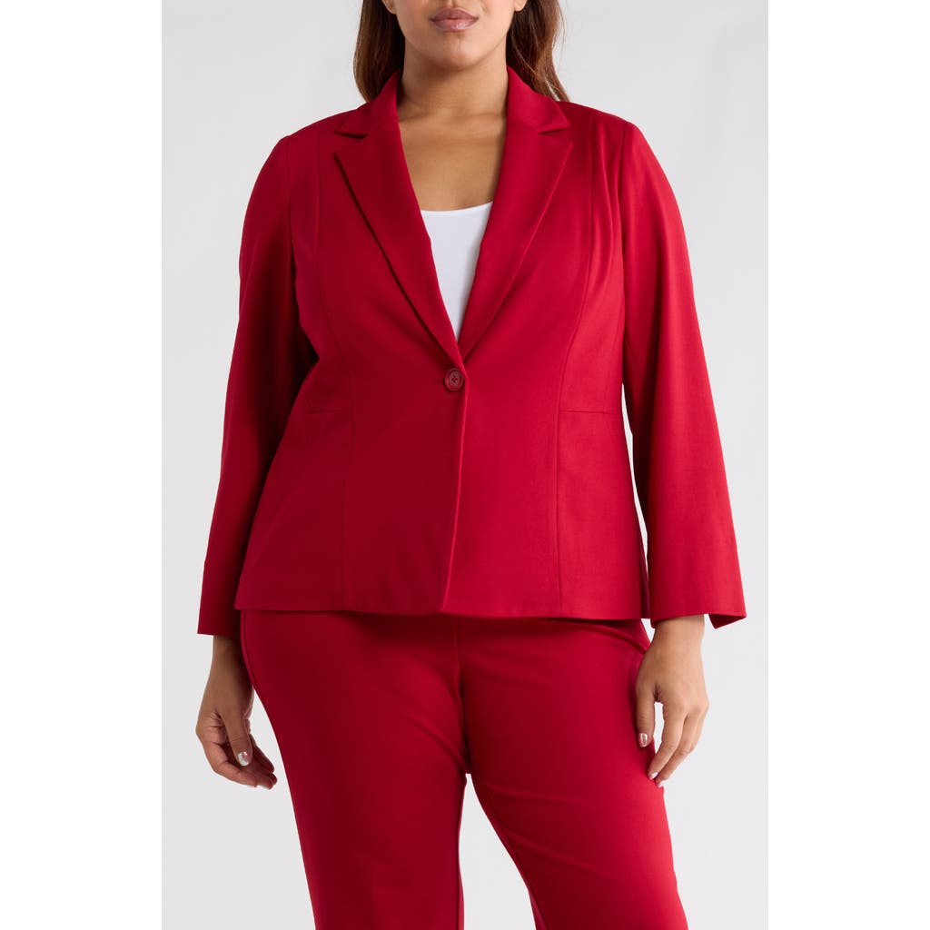 Kasper One-button Seamed Waist Blazer In Red