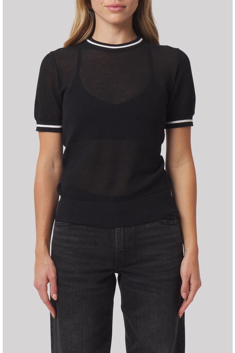 Sydney Cotton Mesh Golf T-Shirt, Main, color, BLACK WHITE