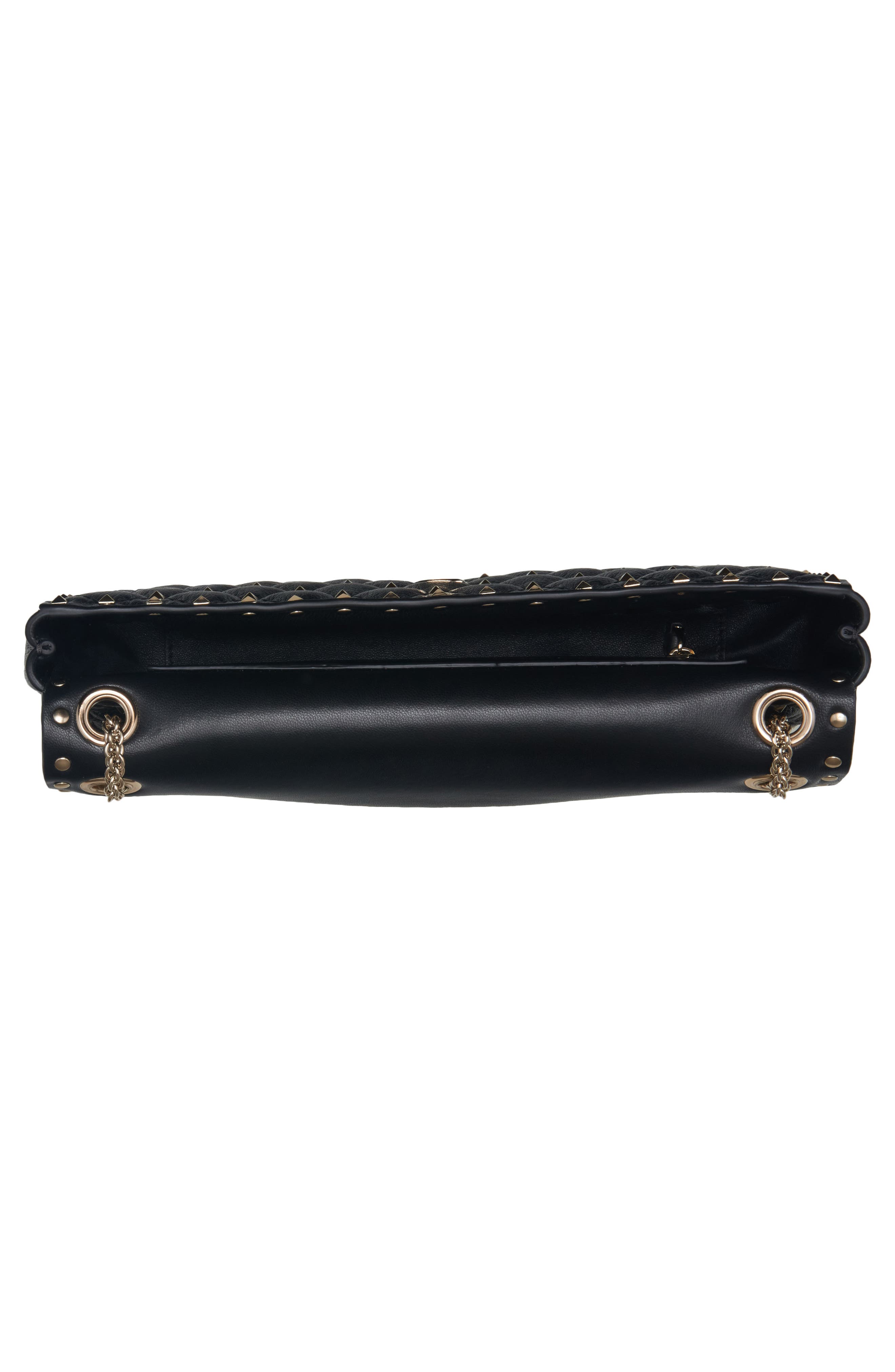 Rockstud Small Leather Shoulder Bag, Alternate, color, BLACK