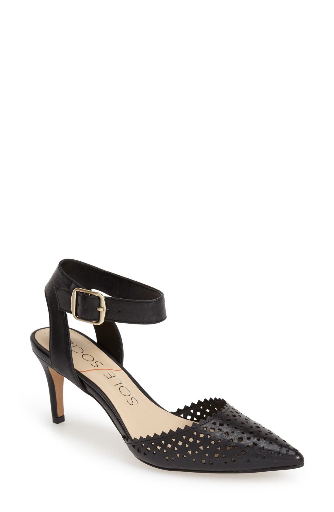 'Emma' Ankle Strap Pump, Main, color, BLACK