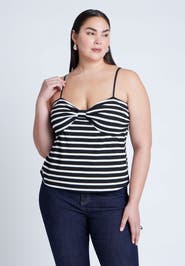 ELOQUII Striped Sweetheart Tank