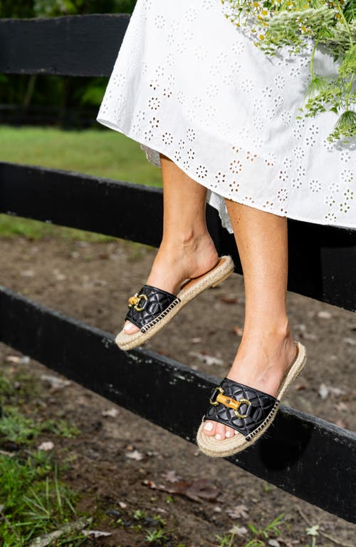 Patricia Green Veronica Espadrille Slide Sandal In Black Leather