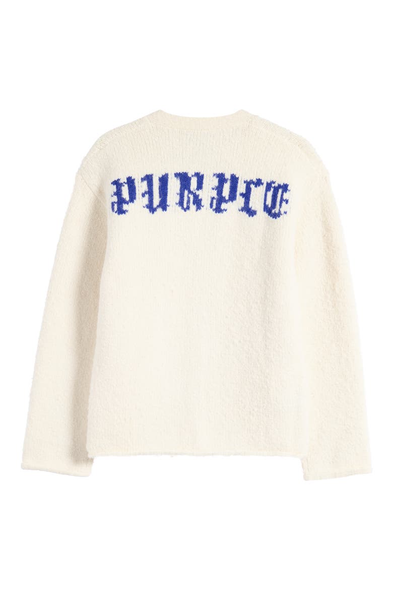 Relaxed Fit Intarsia Logo Cardigan, Alternate, color, OFF WHITE