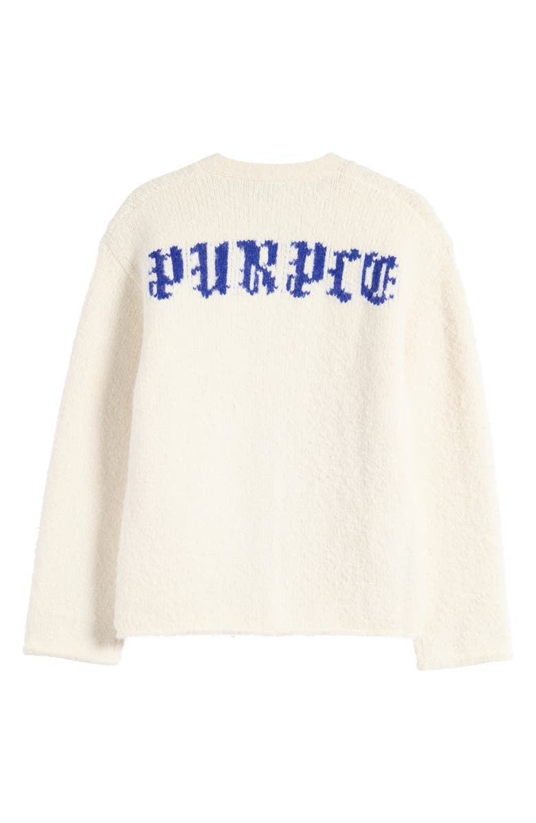 PURPLE BRAND Relaxed Fit Intarsia Logo Cardigan, Alternate, color, Off White