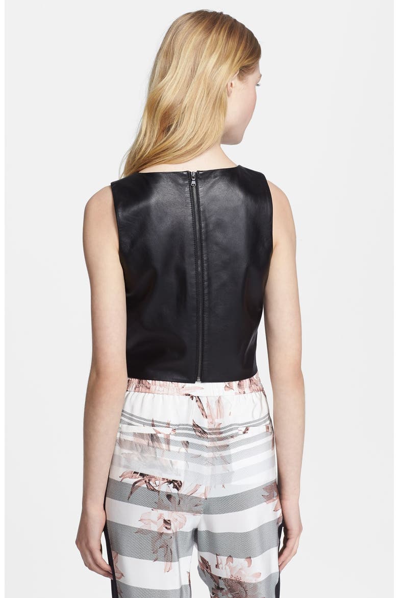 Crop Leather Top, Alternate, color, BLACK