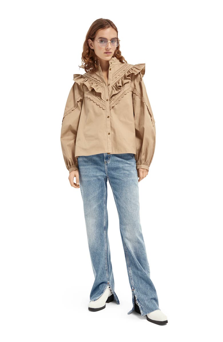 Scotch & Soda Military Ruffle Blouse, Alternate, color, 