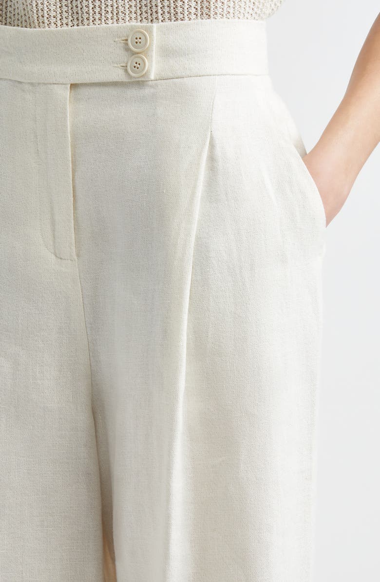 Eleventy Pleated Straight Leg Linen Blend Trousers, Alternate, color, 00 Ivory