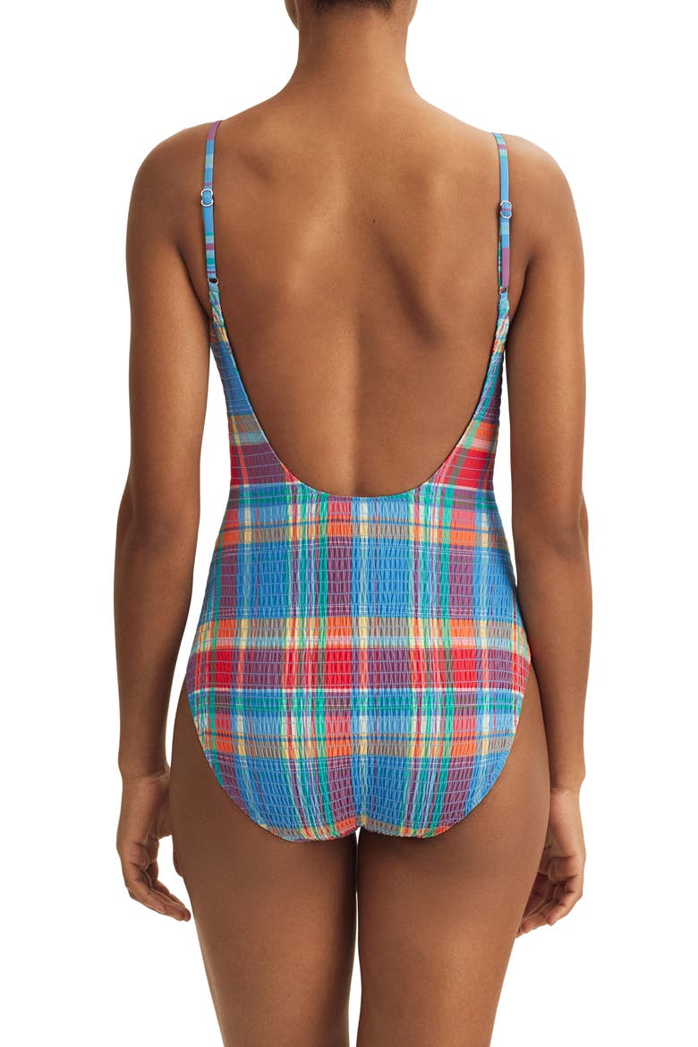 Kennedy Smocked One-Piece Swimsuit, Alternate, color, BLUE MULTI